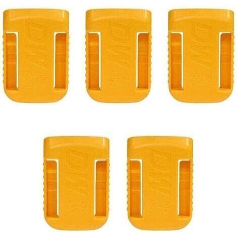 5 Pièces Support de Batterie d'Outils, Support de Batterie pour Dewalt 18V, Couvercle de la Batterie Clip de Ceinture(jaune)