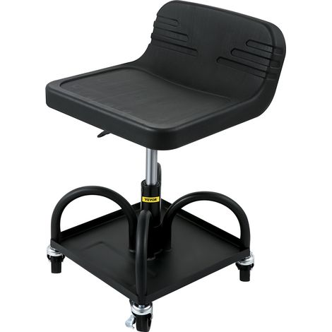 Tabouret d'Atelier Mobile Charge 135 kg, Tabouret de Mécanicien à Roulettes Lisses, Siège d'Atelier Hauteur Réglable 40-52 cm, avec Plateau à Outils pour Entretien Automobile Voiture Garage Auto (1/5)