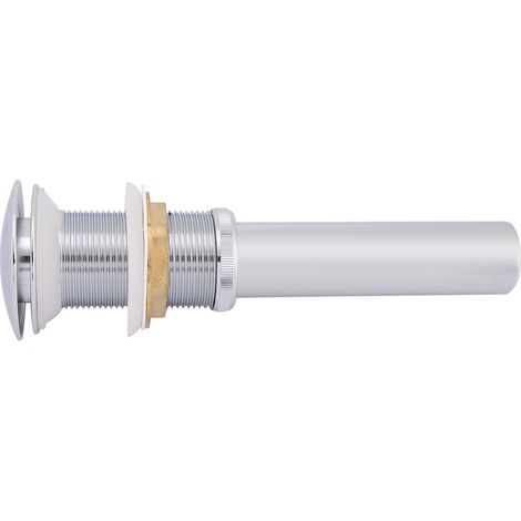 G1/4 Messing-Ablaufgarnitur für Waschbecken, ohne Überlauf, verchromt-silberfarben, mit Ablaufmechanismus und wasserdichtem Ablaufset (1/5)