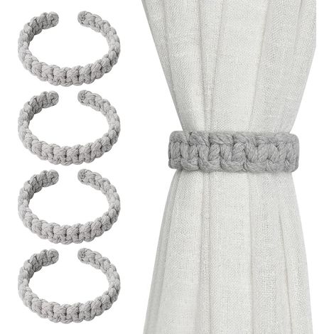 4 Pièces Embrasse pour Rideaux, Attache Rideau, Supports Coton Tressé (1/5)