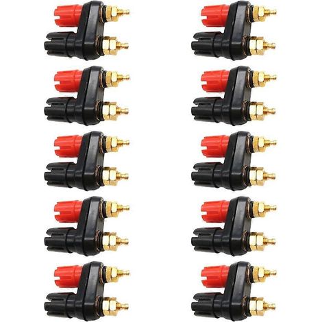 Connecteurs électriques rouge et noir, bornes banane, prises audio pour haut-parleurs - 1 lot de 10 (1/4)
