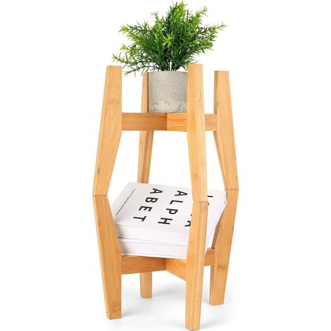 Support pour plantes en bois, support pour fleurs en bois Étagère à plantes d'intérieur et d'extérieur, empilable, colonne à fleurs pour l'intérieur et l'extérieur (1/5)
