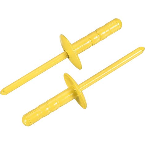 50 Pièces 4.8 x 20 mm Rivets Aveugles En Aluminium Rivets À Emprise Multiple À Grande Tête Avec Mandrin En Acier Pour Métal, Meubles, Automobile, Jaune, (1/5)