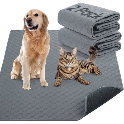 BelleRise - Tapis d'apprentissage réutilisables pour chiens, lot de 2 tapis lavables pour chiots, tapis absorbants (60 cm x 45 cm) (1/5)
