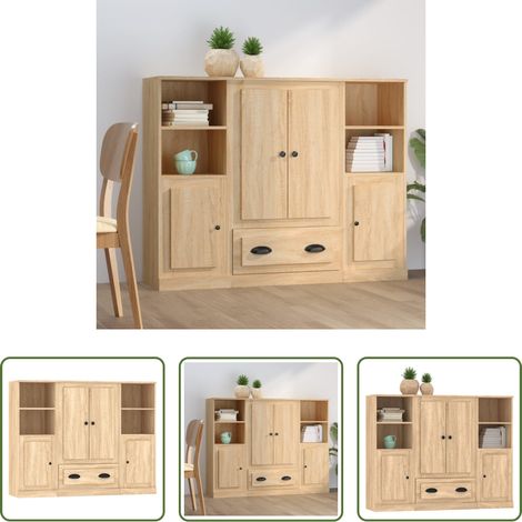 Hochregal Holz -  Highboards 3 Stk. Sonoma-Eiche Holzwerkstoff (1/5)