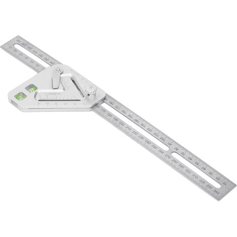 Règle Triangulaire pour le Travail du Bois en Argent, Outil de Mesure Précis avec Niveau à Bulle pour les Concepteurs, Règle de Mesure pour le Travail du Bois en Acier Inoxydable de 5 Pouces
