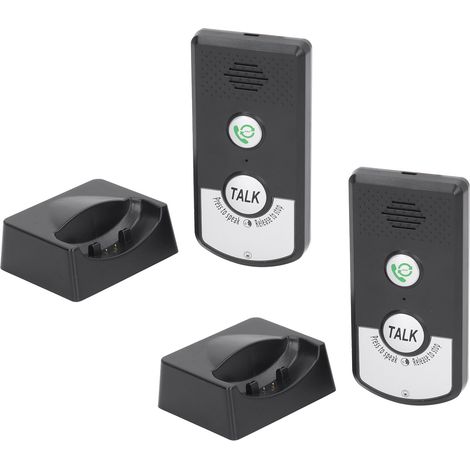 Sonnette de porte sans fil intelligente pour aidants et personnes à mobilité réduite, interphone bidirectionnel noir (1/5)