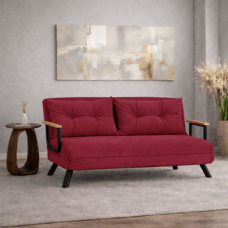 Schlafsofa 2-Sitzer aus rotem Stoff - Sando