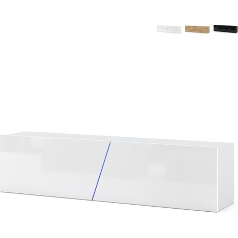 Meuble TV à suspendre SLANT 160 avec LED RGB 160x40x35 cm-Blanc-Blanc-- (1/5)