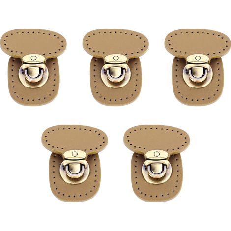 Tuck Lock Clasp - Genuine Leather + Metal - For Luggage Suitcase Bag DIY Furniture Box - 5 Pieces (1/5)