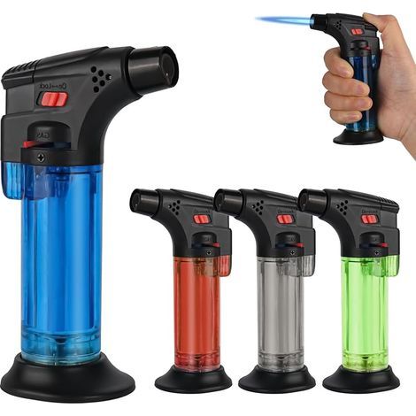 Lot de 4 briquets tempête réglables et résistants au vent, avec flamme à jet, rechargeables, gaz butane, mini briquets (gaz butane non inclus) (1/5)