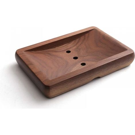 Support à vaisselle en bois de noyer noir pour douche, avec trous creux, porte-éponge de cuisine fait à la main pour voyage et maison, 11,7 x 9,2 x 2,2 cm (1/4)