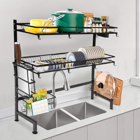 Égouttoir à vaisselle sur évier à 2 niveaux, égouttoir pour évier, organisateur de cuisine avec support de cuisine 852882cm (1/5)