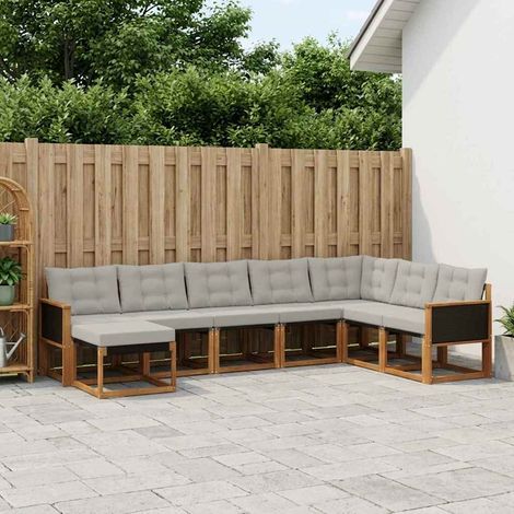 vidaXL Outdoor-Sofagarnitur mit Kissen 8 pcs Natur und Hellgrau (1/5)