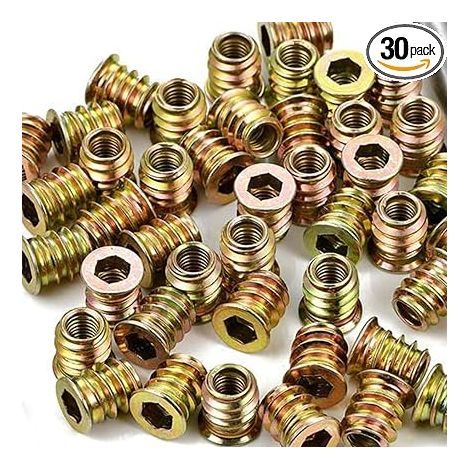 M6 Inserts d'écrou, 30pcs Insert fileté Bois, Écrou Hexagonal fileté alliage zinc, Douille hexagonale à Visser, Tête pour Meubles en Bois, Insert Fileté Bois Ecrou Hexagonal(Couleur zinc) (1/5)