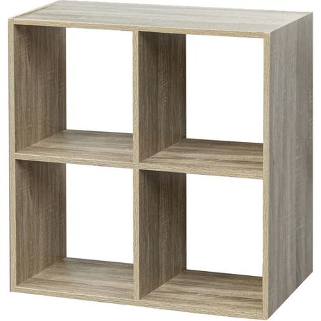 Étagère - JUANIO - Étagère 4 cases - Chêne - Bois - L67,6 x P32 x H67,6 cm (1/3)