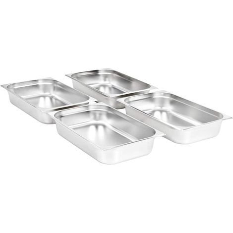 vidaXL Bandejas Gastronorm 4 unidades GN 1/1 100 mm acero inoxidable (1/2)