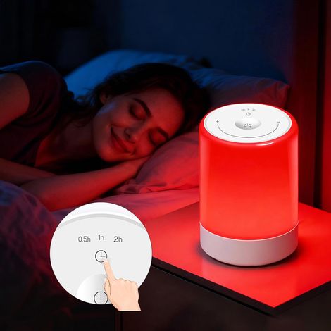 Veilleuse rouge 670 nm avec commande tactile et 3 modes de couleur. Favorise une relaxation profonde et un meilleur sommeil pour les adultes et les enfants, idéale pour la chambre et un cadeau parfait (1/5)