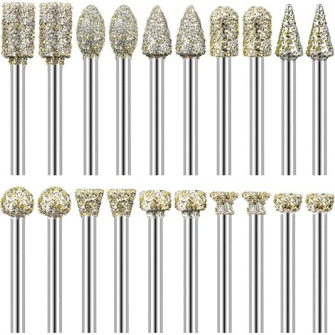 CSPARKV 20 brocas de diamante de 1/8" de vástago compatible con Dremel para tallar, grabar, pulir, piedra, roca, vidrio y cerámica (1/5)