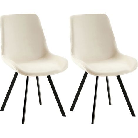 2er Set Esszimmerstuhl Lewes Samt creme