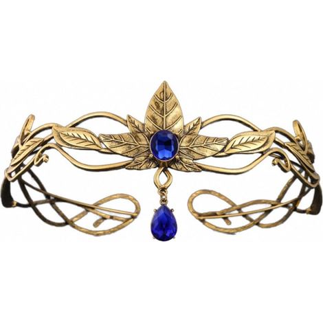 Couronne d'elfe féerique, vintage, accessoire de cheveux, diadème de déesse en strass (bleu foncé) (1/5)