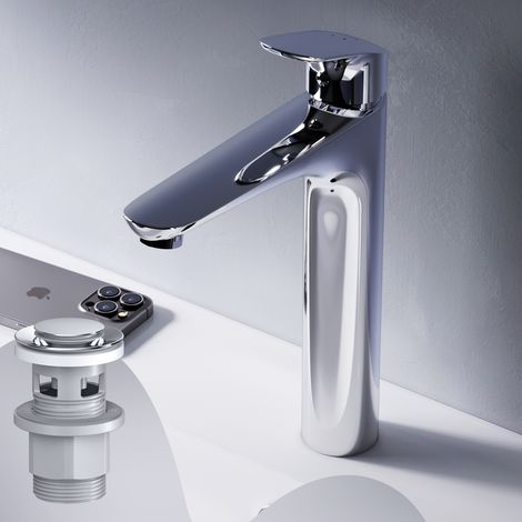 AM.PM Haut Mitiguer Lavabo avec bonde clic clac pour lavabo Robinet Salle Bain Blanc Robinet de Lavabo pour Salle de Bain Mélangeur Lavabo en Laiton (1/2)