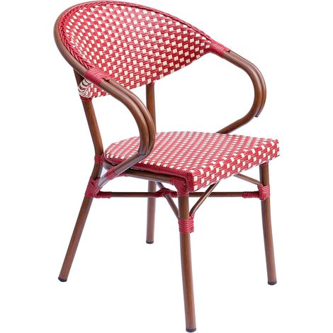 Oviala – Fauteuil de jardin en aluminium rouge – Dossier arrondi – Hauteur d'assise 45 cm – Largeur 60 cm – Poids 6 kg – Pour espaces extérieurs (1/5)