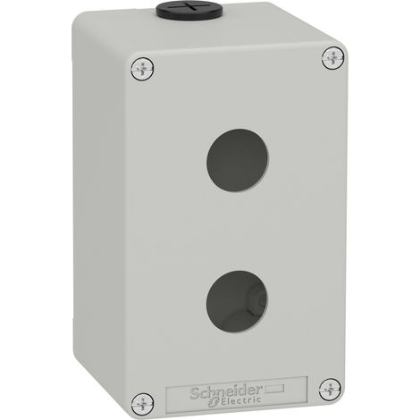 Caja vacía GRIS SCHNEIDER 2 orificios, material resistente y diseño compacto.