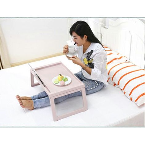 Cadre de lit/table de lit/table de petit-déjeuner pliable rose pour ordinateur portable, 54,00 x 35,80 x 27,50 cm, plastique PP, 1 pièce. (1/5)