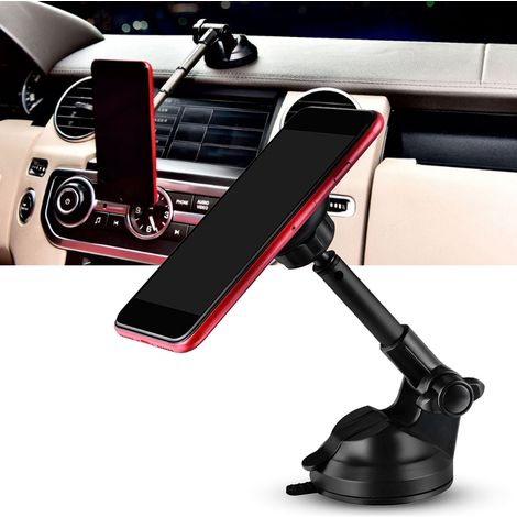 Support magnétique universel rétractable pour téléphone portable (voiture, bureau) - Noir (1/5)