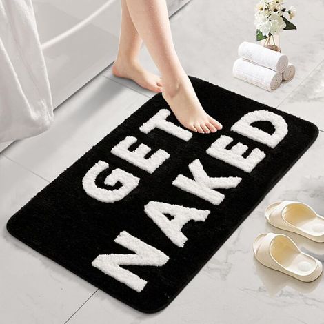 (50 x 80 cm) Interessante tappetino da bagno bianco e nero, antiscivolo, decorativo, altamente assorbente, lavabile in lavatrice, per vasca da bagno, doccia, camera da letto (1/4)
