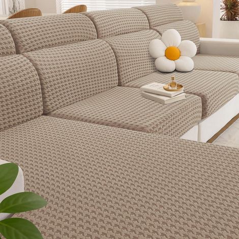 Stretch Sitzkissenbezug Khaki für Chaiselongue, rutschfest & elastisch (1/5)