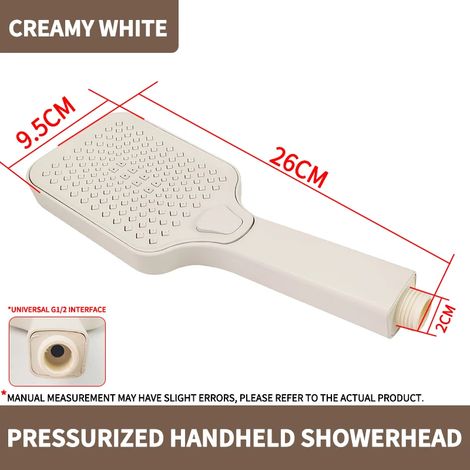 Pommeau de douche à main haute pression (blanc crème), 3 modes de jet, pulvérisateur Super Boost en ABS noir/blanc mat (1/5)