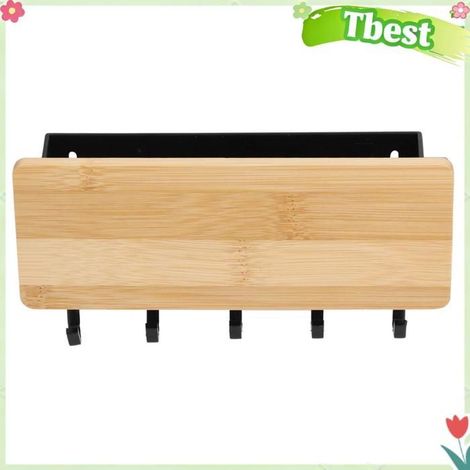 Tbest porte-courrier Porte-clés mural en bambou, porte-clés antidérapant moderne pour la maison, le linge pack Couleur originale (1/5)