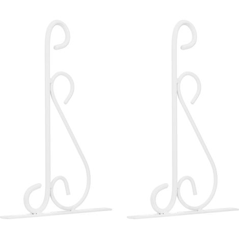Support mural en fer forgé, lot de 2, porte-plantes et support pour mangeoire à oiseaux, blanc (1/5)