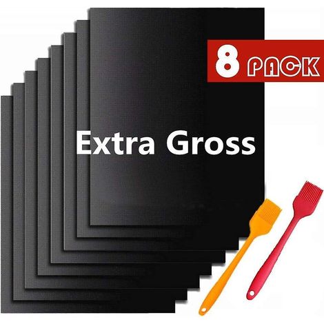 Tapis de barbecue, ustensile de barbecue, barbecue et plancha, feuilles de cuisson antiadhésives, réutilisables et lavables - (8 pièces) (1/5)