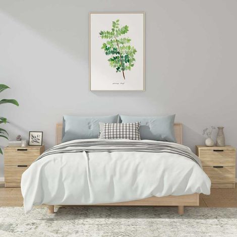 vidaXL Mesita de noche 2 uds madera contrachapada color roble Sonoma (1/5)