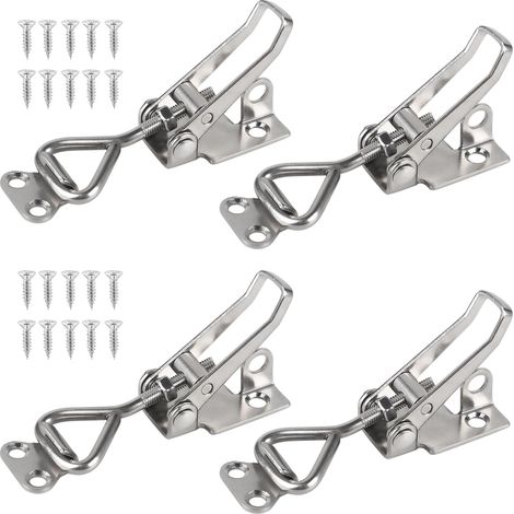 Set di 4 pezzi di chiusura a leva in acciaio inox, chiusura a morsetto, chiusura a leva per cappe aspiranti, capacità di carico 100 kg/220 libbre, morsetti a leva per falegnami, morsetto a leva regola (1/5)