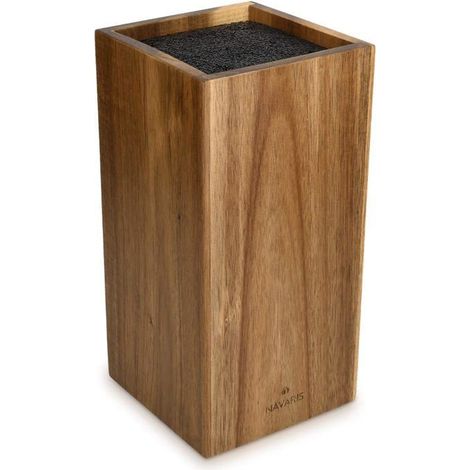 Bloc à couteaux 1 unité Bois d'acacia Tiges universelles en ABS Rangement de cuisine 24 x 12 x 12 cm (1/5)