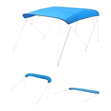 Bimini Top Ersatz-Bootsverdeck Sonnenverdeck (4 Bögen) aus 600D Polyester, wasserdichte Sonnenschutz-Bootsmarkise mit Aufbewahrungstasche (ohne Stützstange) 231-244 cm (B) Blau (1/5)