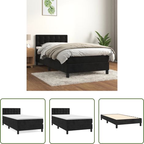 Matelas à ressorts ensachés -  Sommier à lattes de lit avec matelas Noir 90x190 cm Velours (1/5)
