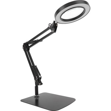 Lampe loupe lumineuse 5X, lampe de bureau 2 en 1 avec bras articulé et support à pince, tête orientable à 360° (1/5)