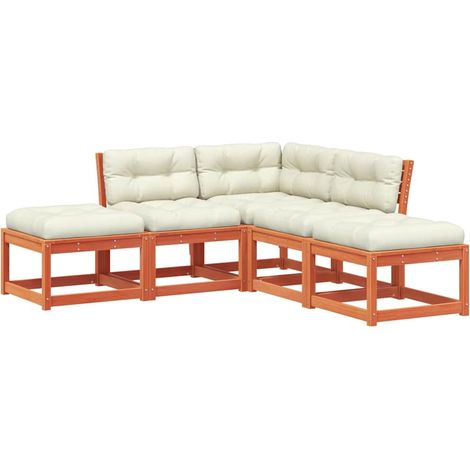 Maison Exclusive - Set de sofás jardín 5 pzas con cojines madera (1/5)