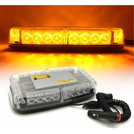 12V/24V LED-Dioden leistungsstarke Not-Signalleuchte mit Magnetfuß, 15 Modi, weiße Kuppel (Glas), für Pannenhilfe, Abschleppplat