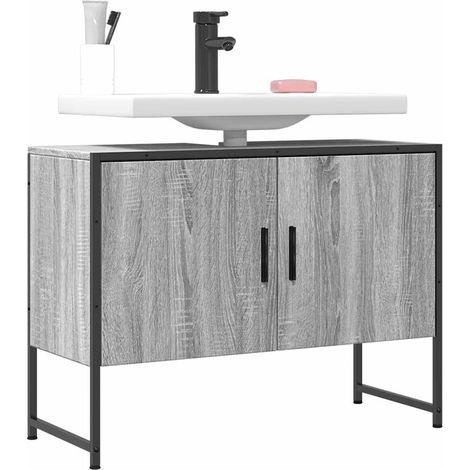Waschbeckenunterschrank Grau Sonoma 80x33x60 cm Holzwerkstoff