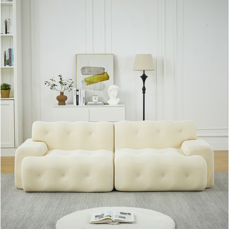 Canapé 2 places beige en tissu, 224 x 104 x 66 cm, sans montage HAVRYA (1/5)