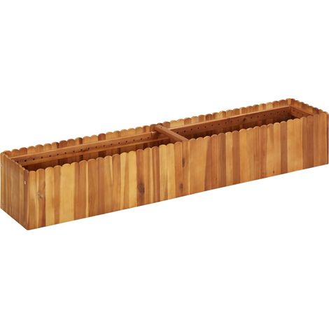 Fioriera rialzata per piante e fiori giardino 150 x 30 x 25 cm legno massello di acacia 020000998