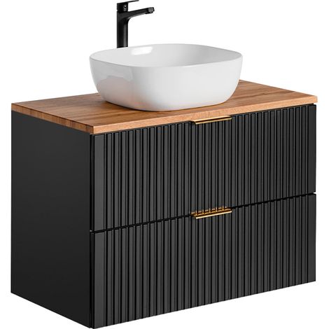Mobile bagno con lavabo Adriel nero 80cm (1/5)
