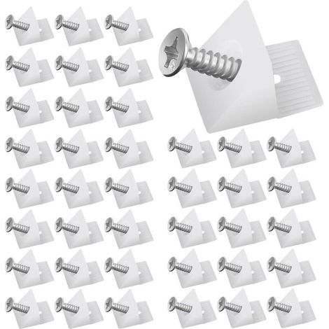 Cales en Plastique pour Meuble Tiroir, Fond de Tiroir Connecteur avec Vis Équerre De Fixation Renfort Tiroir Connecteur Arrière Stabilisateurs pour Réparer Affaissement Étagère Meuble (40) (1/4)