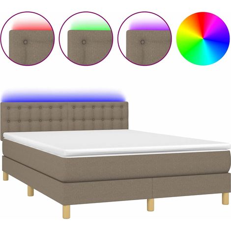 Maison Exclusive - Boxspringbett mit Matratze & LED Taupe 140x200 (1/5)